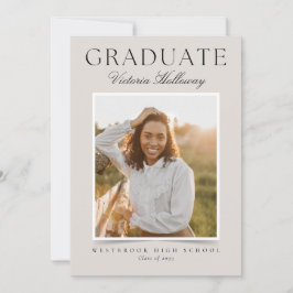 Invitación Modern Ivory One Photo Graduation Announcement