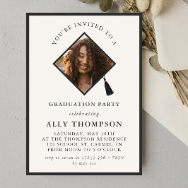 Invitación Modern Ivory Photo Frame Graduation Party