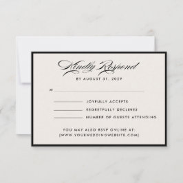 Invitación Modern Ivory Script RSVP Card