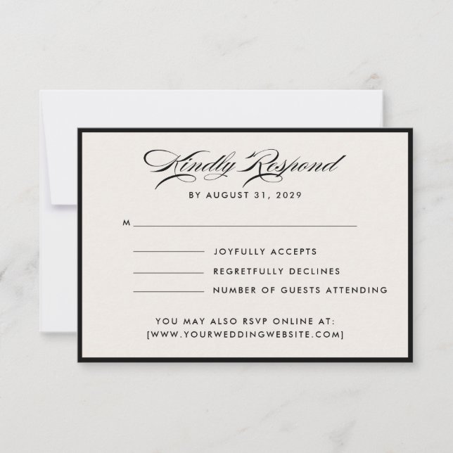 Invitación Modern Ivory Script RSVP Card (Anverso)