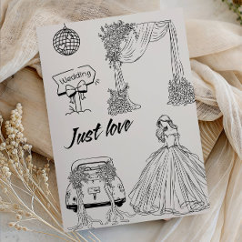 Invitación Modern Just Love Wedding Party-Minimalist Line Art