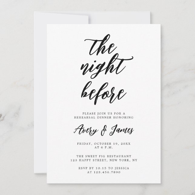Invitación Modern La Noche Antes De La Cena Del Ensayo (Anverso)