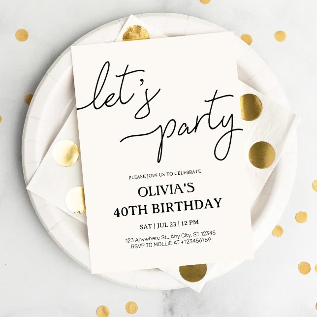 Invitación Modern Let’s Party 40th Birthday (Subido por el creador)