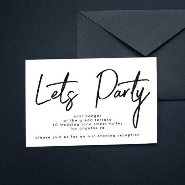Invitación Modern Let's Fiesta Black White Wedding Recepción (Subido por el creador)