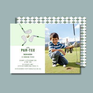 Invitación Modern Let's Par-tee foto de cumpleaños de golf