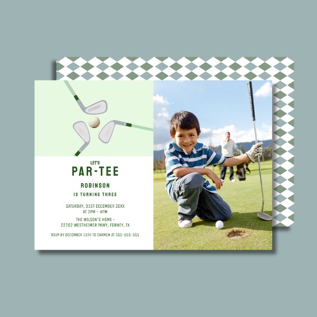 Invitación Modern Let's Par-tee foto de cumpleaños de golf (Subido por el creador)