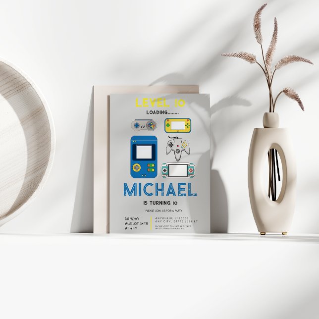 Invitación Modern level 10 Video Game Birthday Party  (Subido por el creador)
