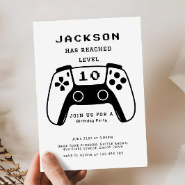 Invitación Modern Level Up Gamer Boys Birthday Party