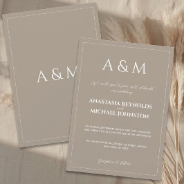 Invitación Modern light brown minimalist wedding