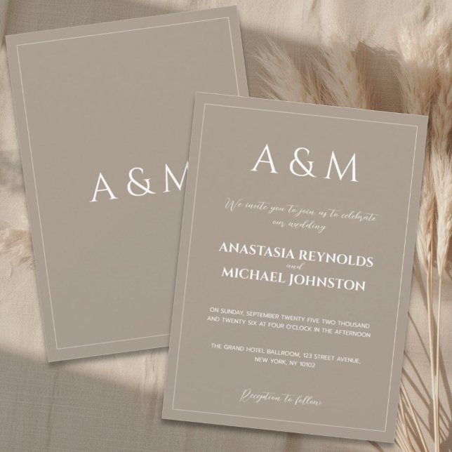 Invitación Modern light brown minimalist wedding (Subido por el creador)