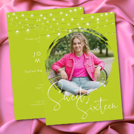 Invitación Modern Lime Photo Sweet Sixteen Birthday Party