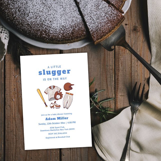 Invitación Modern Little Slugger Baseball Sport Baby Shower (Modern Little Slugger Baseball Sport Baby Shower Invitation)