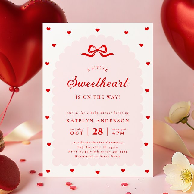 Invitación Modern Little Sweetheart Baby Shower Invitation (Subido por el creador)