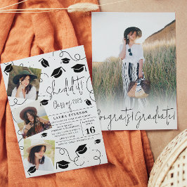 Invitación Modern Lo hizo con una graduación de fotos en blan