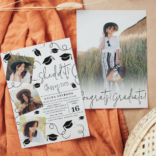 Invitación Modern Lo hizo con una graduación de fotos en blan