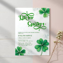Invitación Modern Lucky Charm St. Patrick's Day Baby Shower