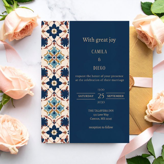 Invitación Modern Luxury Talavera Tile Wedding (Subido por el creador)