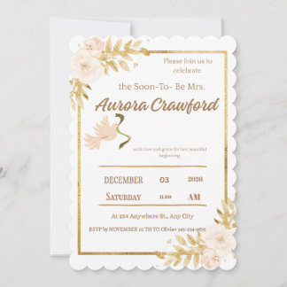 Invitación Modern Magpie Botanical Border Bridal Shower Invit