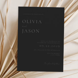 Invitación Modern Matte Black Minimal Boda