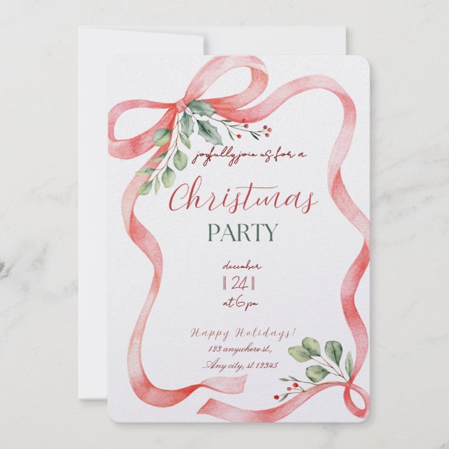 Invitación Modern Merry Christmas Party  (Anverso)