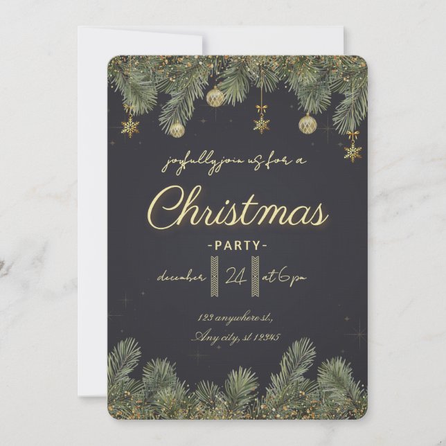 Invitación Modern Merry Christmas Party  (Anverso)