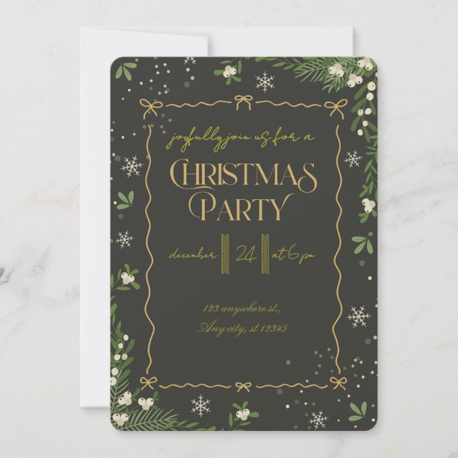 Invitación Modern Merry Christmas Party  (Anverso)