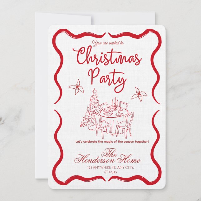 Invitación Modern Merry Christmas Party Invitation (Anverso)