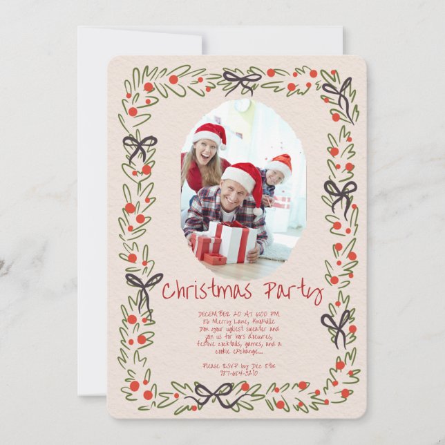 Invitación Modern Merry Christmas Party Invitation (Anverso)