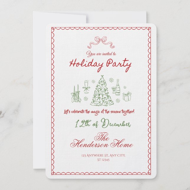 Invitación Modern Merry Christmas Party Invitation (Anverso)