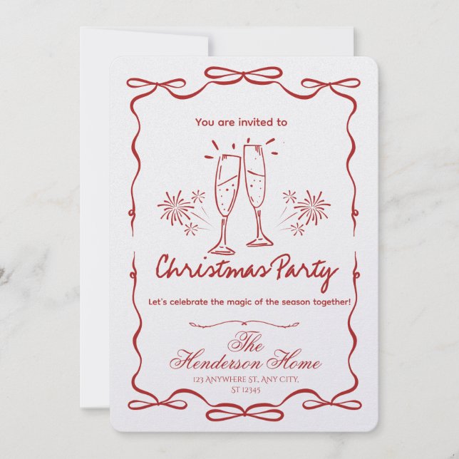 Invitación Modern Merry Christmas Party Invitation (Anverso)