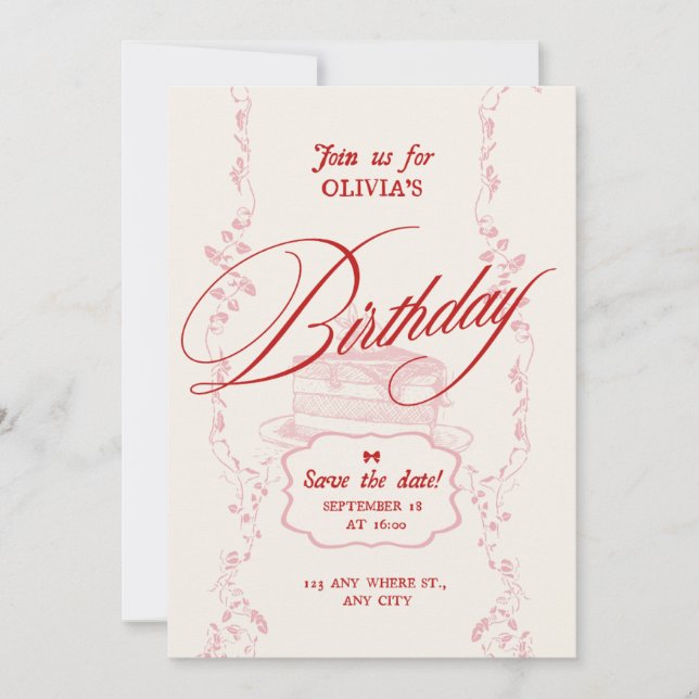 Invitación Modern Minimal Birthday Invitation |Girls Birthday (Anverso)