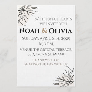 Invitación Modern Minimal Black Script Wedding Invitation