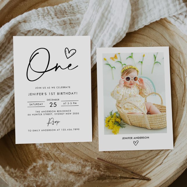 Invitación Modern Minimal Boho 1er cumpleaños foto (Subido por el creador)
