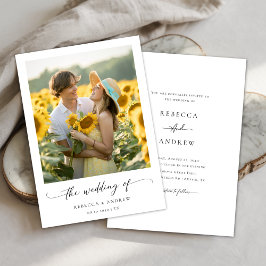 Invitación Modern Minimal Calligraphy Sunflower Photo Boda