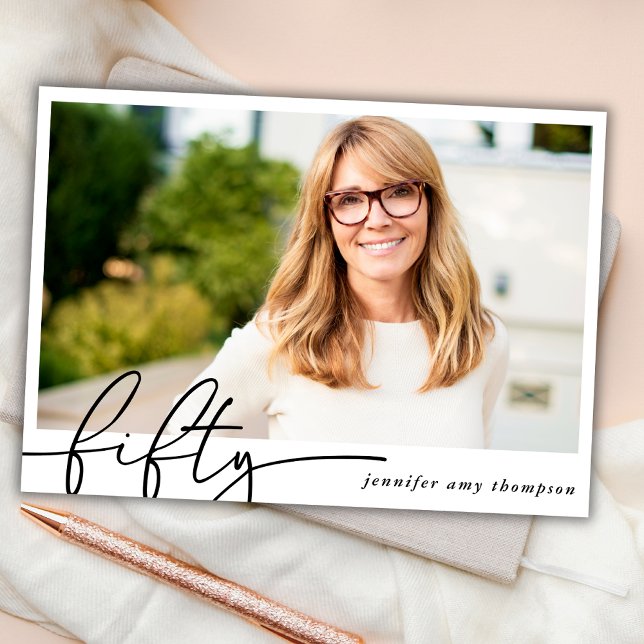 Invitación Modern Minimal Cincuenta y Cincuenta y una Fotos F (Subido por el creador)