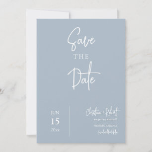 Invitación Modern Minimal Dusty Blue Boho Save the Date Photo
