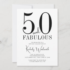 Invitación Modern Minimal Fifty and Fabulous 50th Birthday