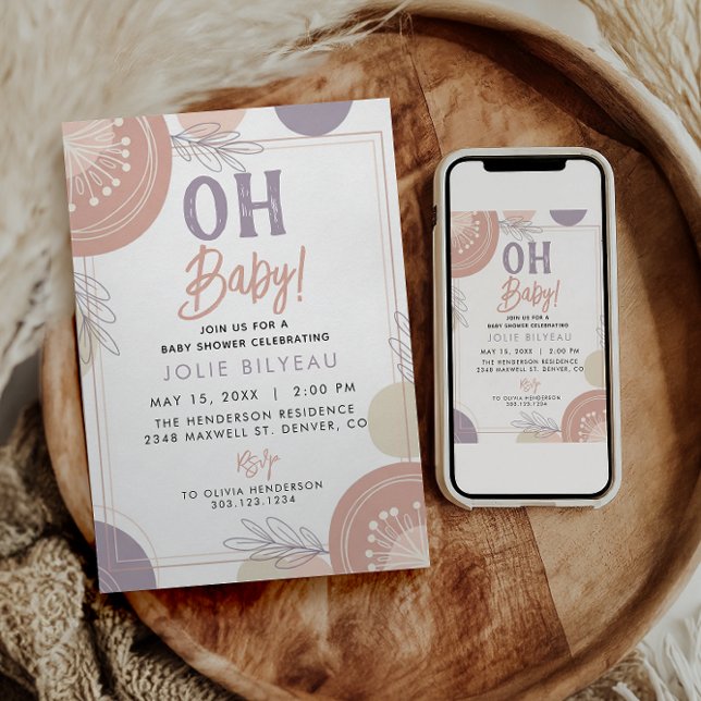 Invitación Modern Minimal Heart Boho Baby Shower (Subido por el creador)