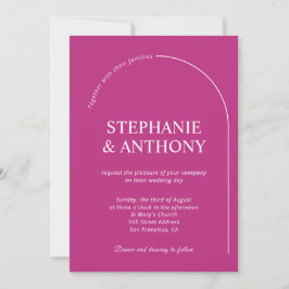 Invitación Modern Minimal Magenta with Arch Wedding   