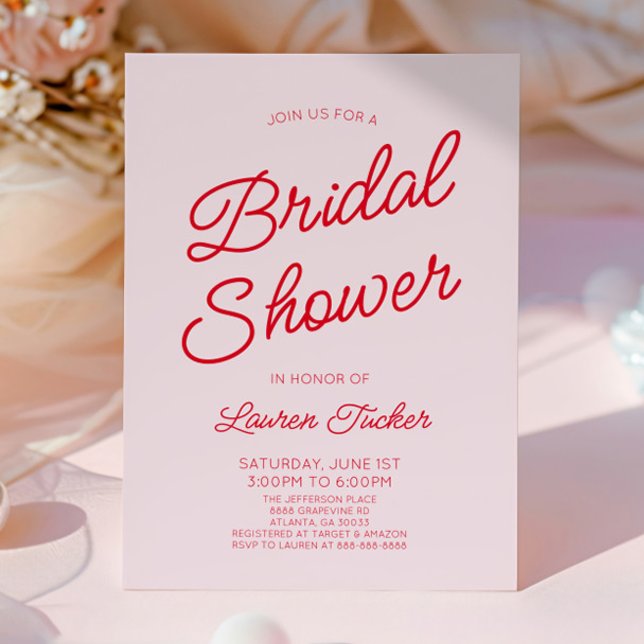 Invitación Modern Minimal Minimalist Pink Red Bridal Shower (Subido por el creador)