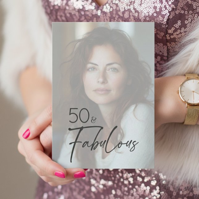 Invitación Modern Minimal Photo Fifty & Fabulous Birthday (Subido por el creador)