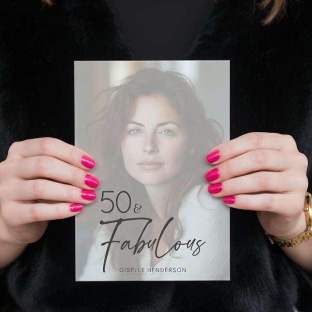 Invitación Modern Minimal Photo Fifty & Fabulous Birthday (Subido por el creador)