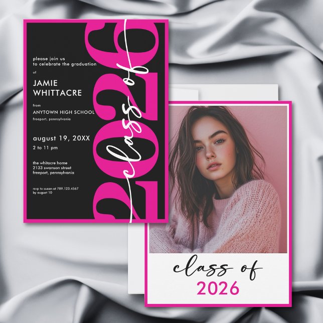 Invitación Modern Minimal Pink Typography Graduation Party (Modern Minimal Pink Typography Graduation Party Invitation)