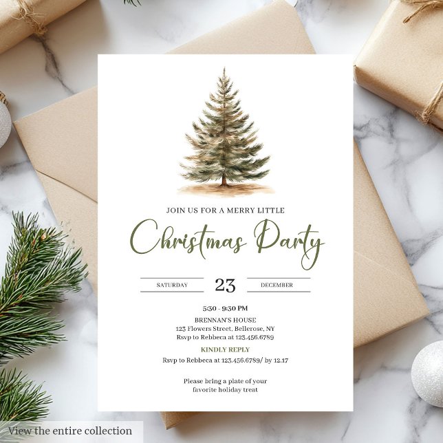 Invitación Modern Minimal Sage Beige Christmas Party  (Modern Minimal Sage Beige Christmas Party)