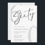 Invitación Modern Minimal Script Sixty 60th Birthday Party<br><div class="desc">Modern Script Sixty Birthday Celebration design with elegant calligraphy and a minimalist layout. Perfect for a stylish 60th birthday celebration,  this clean and timeless typography style creates a sophisticated and memorable event announcement.</div>