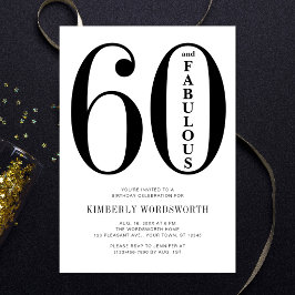 Invitación Modern Minimal Sixty and Fabulous 60th Birthday