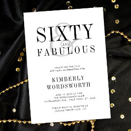 Invitación Modern Minimal Sixty and Fabulous 60th Birthday
