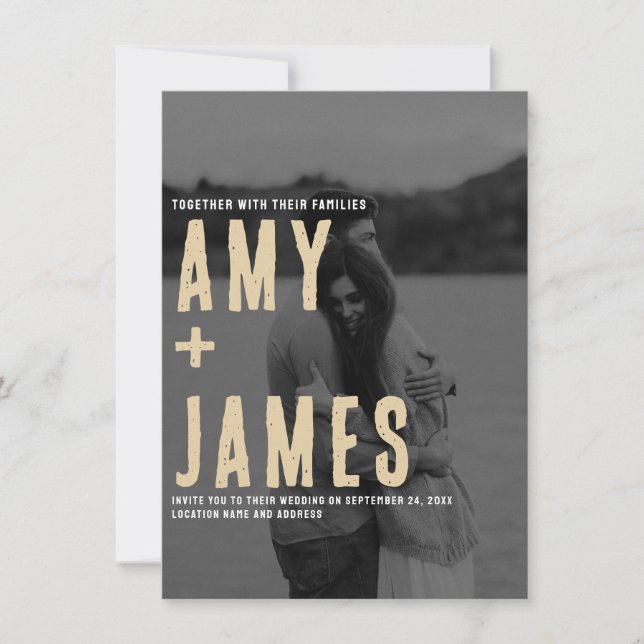 Invitación Modern Minimal tu boda de fotos y código QR (Anverso)