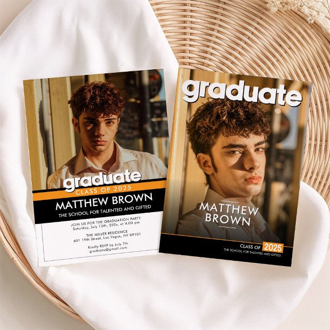 Invitación Modern Minimal Two Photo Graduation Party (Subido por el creador)