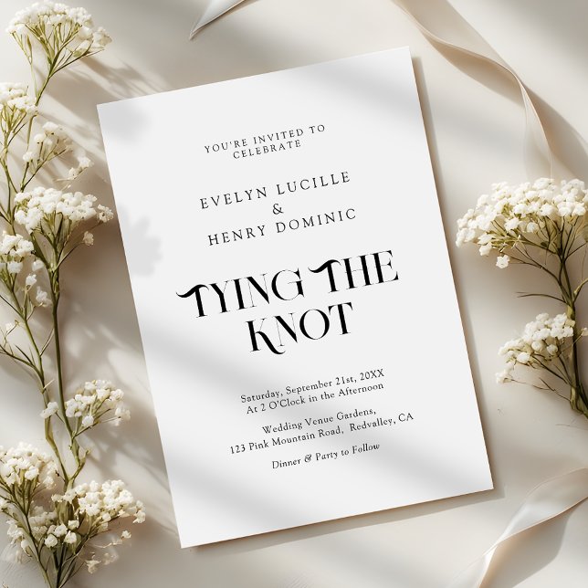 Invitación Modern Minimal tying the knot Wedding (Subido por el creador)